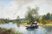 Severin Nilsson Rowing in a summer landscape Spain oil painting artist